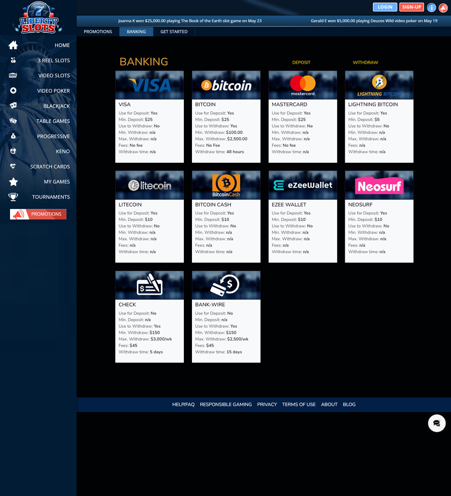 Captura de pantalla de Blackjack en Liberty Slots Casino