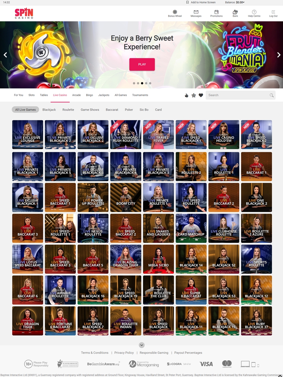 Блекджек в Spin Palace Casino снимка